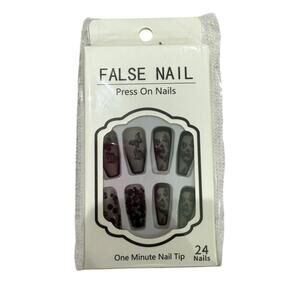 Medium Coffin Black Butterfly Bedazzled Press On Nails​